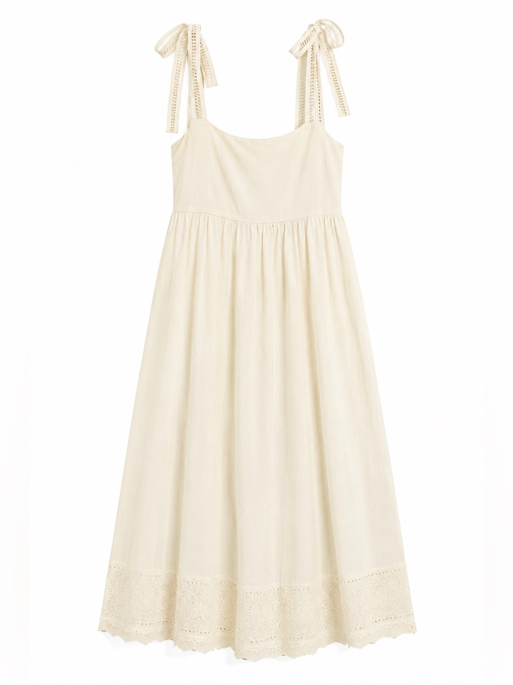 Moon River Cream Maxi Dress with Lace Trim